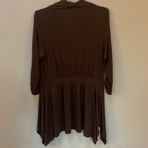 AB Studio - brown open front long tunic w/ gathered sleeves, Women’s Medium - Picture 4 of 8